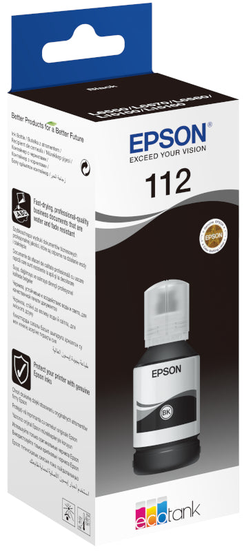 Epson C13T06C14A Rezerva cerneala originala No. 112 Pigment Black, 127 ml, 7500 pagini, 8715946674742