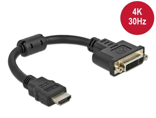 Delock 65206 Adaptor HDMI (T) la DVI-D (M) 24+5 pini 20cm UltraHD 4K, 4043619652068