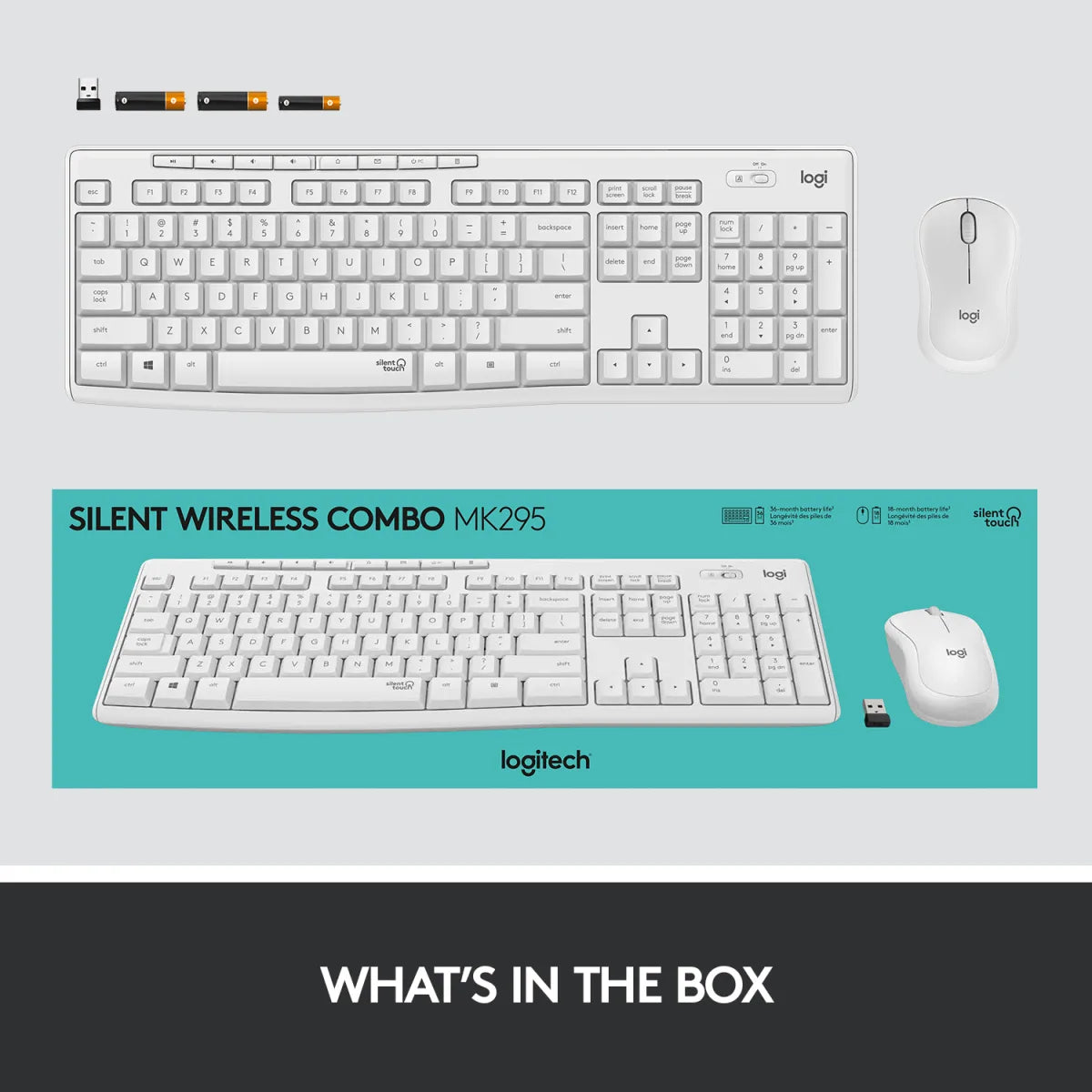 Logitech 920-009824 Logitech MK295 Silent Wireless Combo, US Intl Layout, Off-White 5099206092594