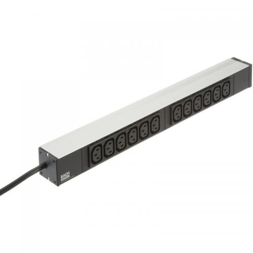 Bachmann 333.616 PDU 19'' 1U, Intrare Schuko, Iesire 12x IEC C13, Cablu 2m (H05VV-F 3G 1.50 mm²), 4016514021550