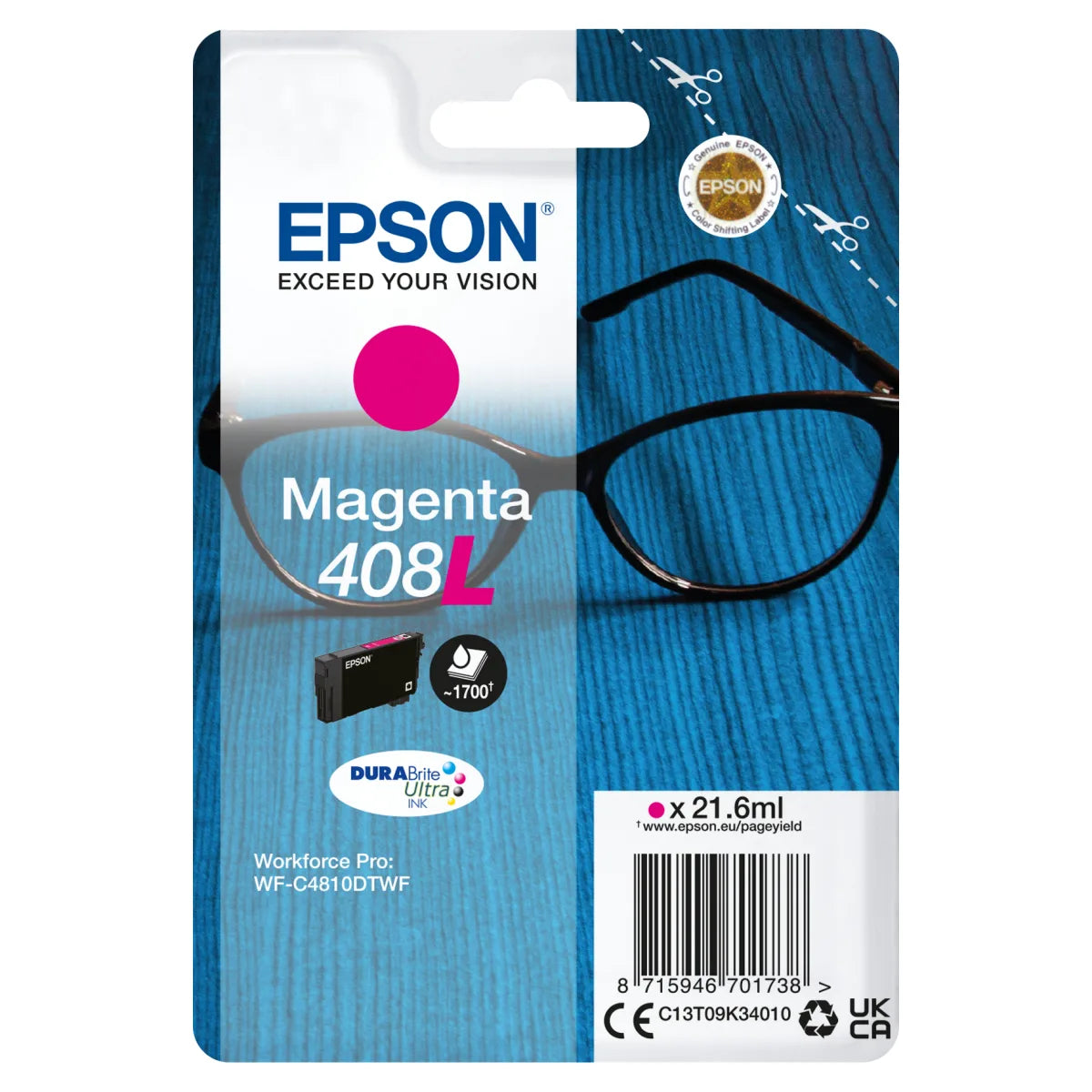 Epson C13T09K34010 Epson Rezerva cerneala magenta originala high capacity No. 408L pentru WF-C4810DTWF 8715946701738