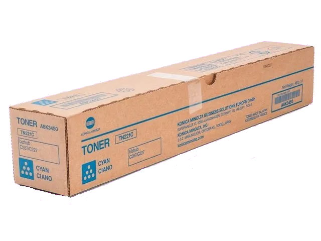 Konica-Minolta A8K345F TN-221C Toner original cyan Half Capacity pentru C227,C287, 10.500 pag, 1PA8K345H