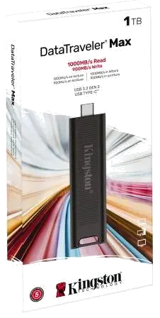 Kingston DTMAX/1TB DataTraveler MAX Flash Drive 1TB USB3.2, R/W 1000/ 900 MB/s, USB-C, Black, 740617322354 740617328295