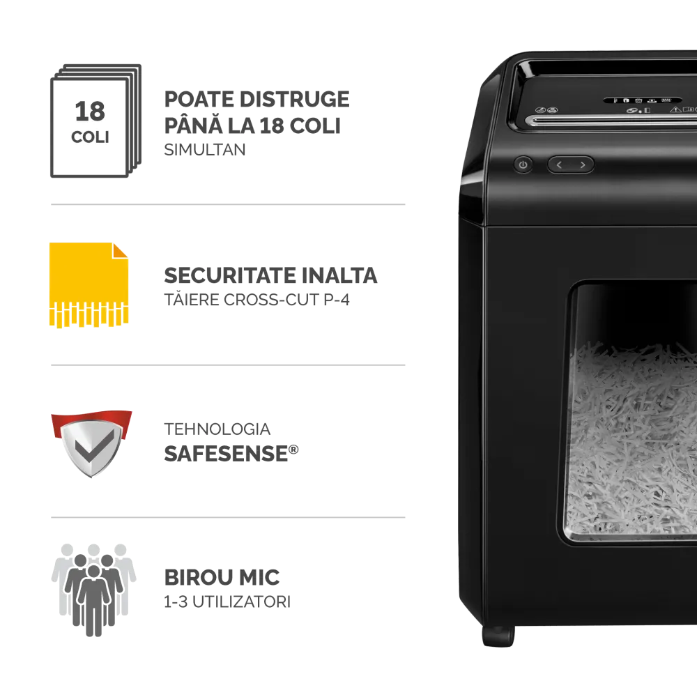 Fellowes 1719301 Powershred 92Cs, distrugator documente in particule 18 coli P-4 CD/DVD, 50043859733076