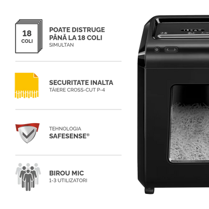 Fellowes 1719301 Powershred 92Cs, distrugator documente in particule 18 coli P-4 CD/DVD, 50043859733076