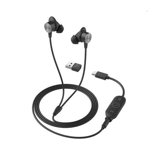 Logitech 981-001013 Logitech Logi Zone Wired Earbuds, UC, Dual omni-directional Noise Cancelling Mic 5099206098084