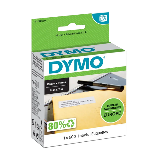 DYMO S0722550 LW-LABELS 19X 51MM/WHITE 1X 500 PCS, 5411313113557