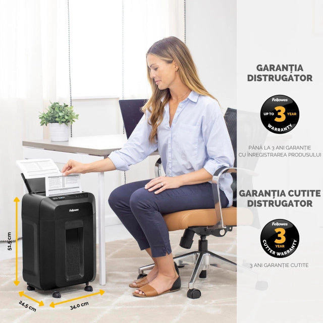 Fellowes 4621501 AutoMax 80M distrugator de documente in particule ADF 80 coli + 8 coli P-4, 50043859782500