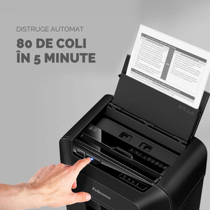 Fellowes 4621501 AutoMax 80M distrugator de documente in particule ADF 80 coli + 8 coli P-4, 50043859782500