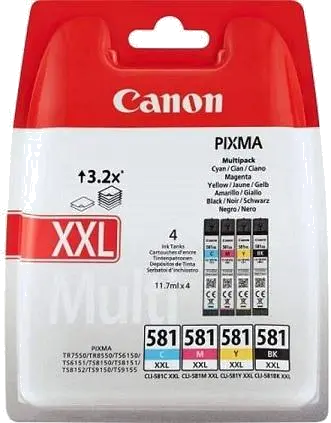 Canon 1998C004 CANON INK CLI-581XXL C/M/Y/BK MULTI SEC, 8714574652061