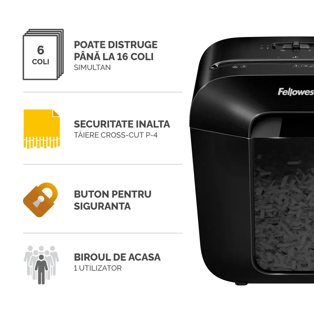 Fellowes 4170501 Powershred LX25 distrugator de documente in particule 6 coli P-4, 50043859769013 043859769018