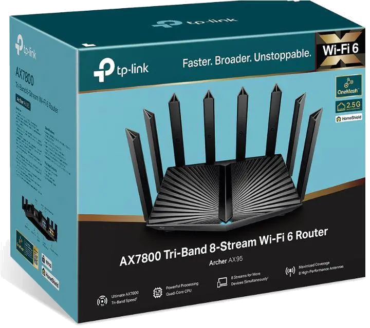 TP-Link ARCHER AX95 Router ARCHER AX95 Wi-Fi 6 Gigabit, tri-band, 8 antene, 4x4 MU-MIMO, 4897098686348