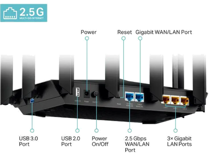 TP-Link ARCHER AX95 Router ARCHER AX95 Wi-Fi 6 Gigabit, tri-band, 8 antene, 4x4 MU-MIMO, 4897098686348