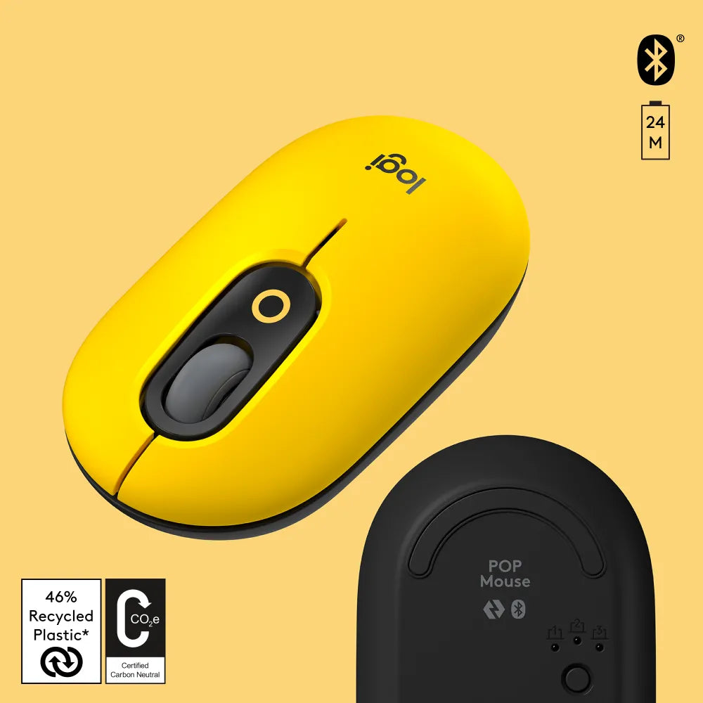 Logitech 910-006546 Mouse POP Bluetooth, Blast-Yellow, 5099206101654