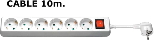 MicroConnect GRU00610W Prelungitor 6 prize Schuko lungime cablu 10m cu intrerupator ON/OFF, alb, 5711045108808