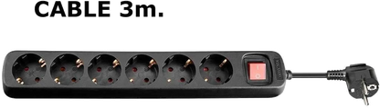 MicroConnect GRU0063B Prelungitor 6 prize Schuko lungime cablu 3m cu intrerupator ON/OFF, negru, 5711045108754