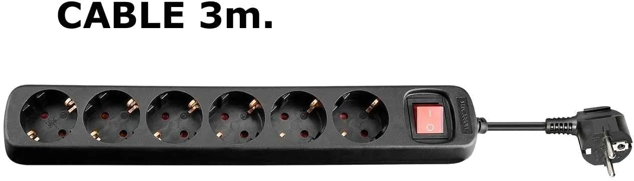 MicroConnect GRU0063B Prelungitor 6 prize Schuko lungime cablu 3m cu intrerupator ON/OFF, negru, 5711045108754