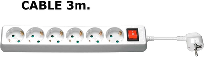 MicroConnect GRU0063W Prelungitor 6 prize Schuko lungime cablu 3m cu intrerupator ON/OFF, alb, 5711045108747