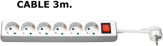 MicroConnect GRU0063W Prelungitor 6 prize Schuko lungime cablu 3m cu intrerupator ON/OFF, alb, 5711045108747