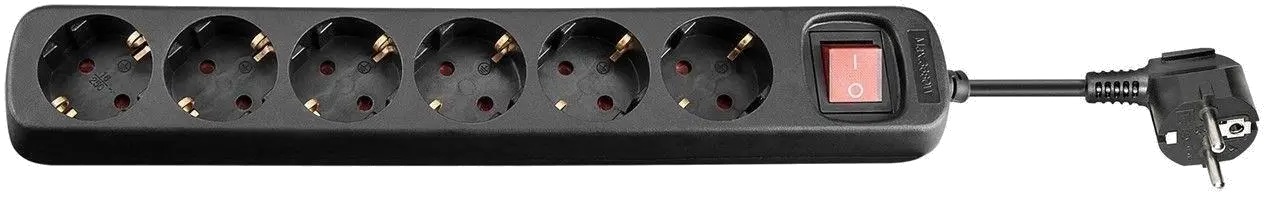 MicroConnect GRU0065B Prelungitor 6 prize Schuko lungime cablu 5m cu intrerupator ON/OFF, negru, 5704174653394