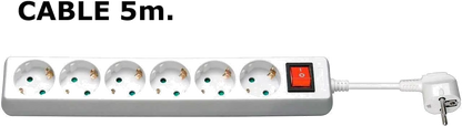 MicroConnect GRU0065W Prelungitor 6 prize Schuko lungime cablu 5m cu intrerupator ON/OFF, alb, 5711045108785