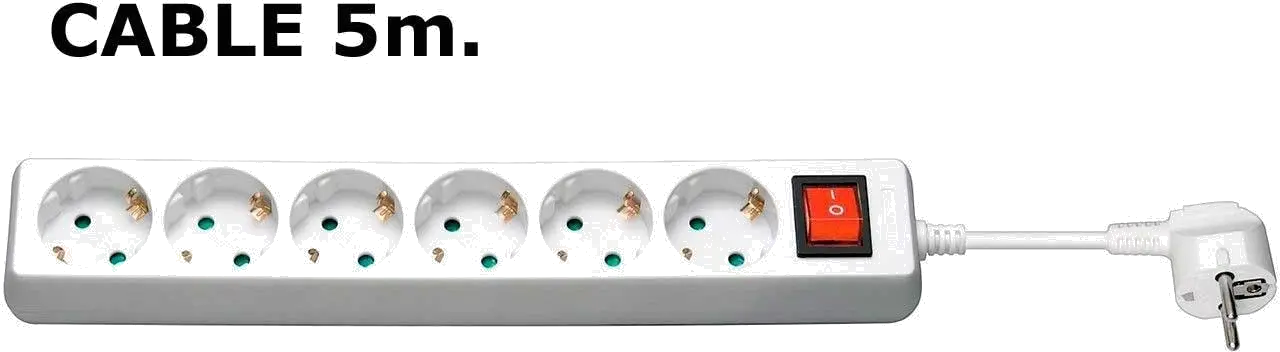 MicroConnect GRU0065W Prelungitor 6 prize Schuko lungime cablu 5m cu intrerupator ON/OFF, alb, 5711045108785