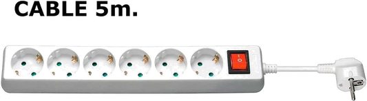 MicroConnect GRU0065W Prelungitor 6 prize Schuko lungime cablu 5m cu intrerupator ON/OFF, alb, 5711045108785