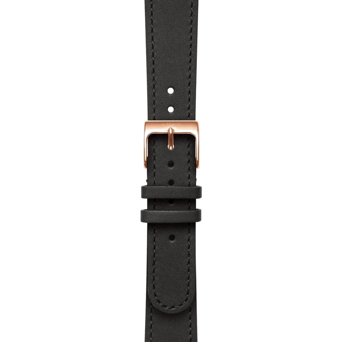 Withings 3700546704345 Withings Leather Wristband 18mm w Rose Gold buckle - Black 3700546704345