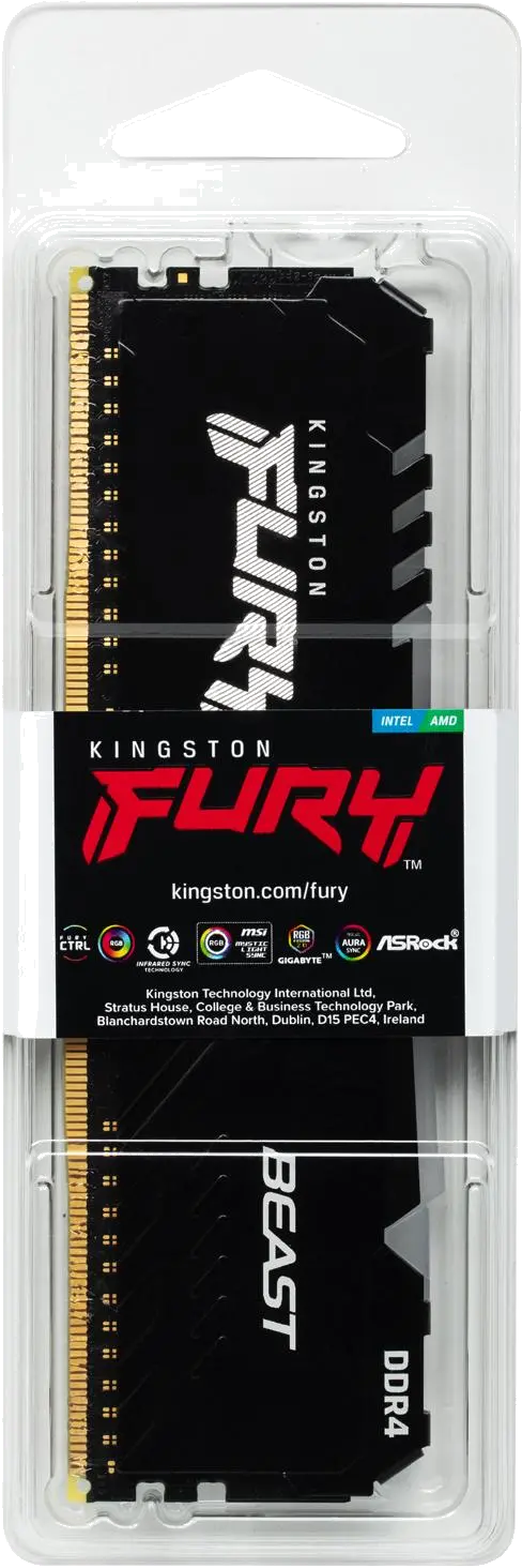 Kingston KF432C16BBA/32 FURY Beast RGB 32GB DDR4 module DIMM 288-pin 3200 MHz PC4-25600 unbuffered XMP 2, 740617319125