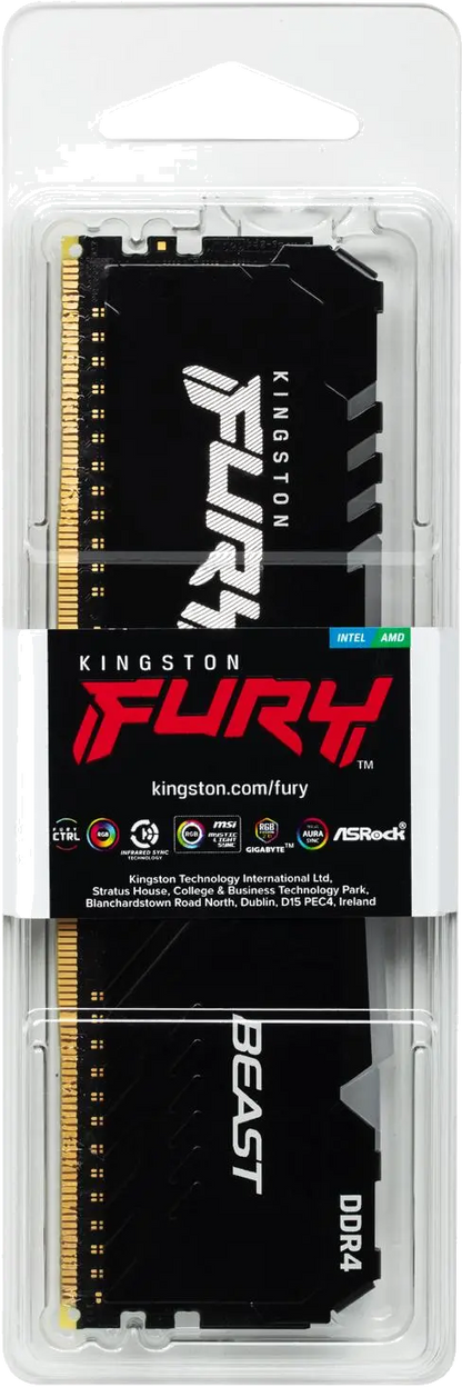 Kingston KF432C16BBA/32 FURY Beast RGB 32GB DDR4 module DIMM 288-pin 3200 MHz PC4-25600 unbuffered XMP 2, 740617319125