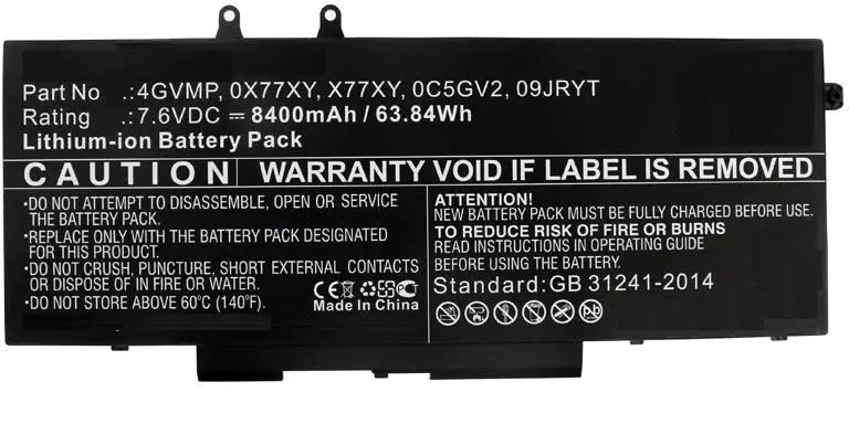 CoreParts MBXDE-BA0182 Laptop Battery 61Wh Li-ion 7.6V 8000mAh for Dell Latitude 5400, 5500, 5704174287407