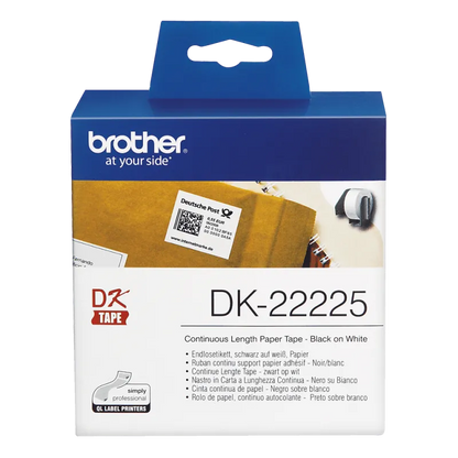 Brother DK22225 DK-22225 Banda continua de hartie 38mm x 30,48 m, negru/alb, 4977766667548