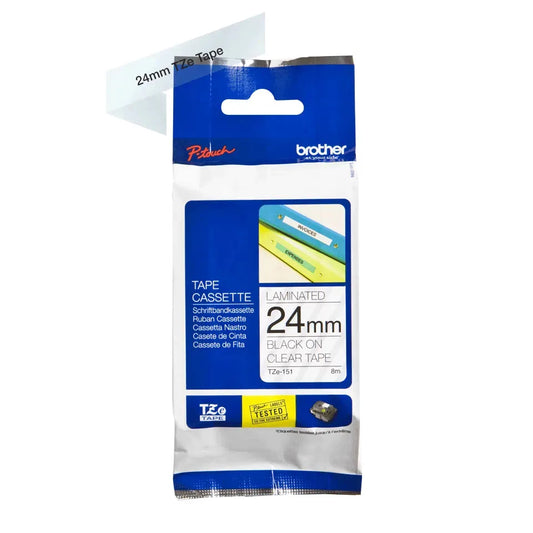 Brother TZE151 Brother Banda laminata TZe-151 24mm 8m negru pe transparent 4977766684996