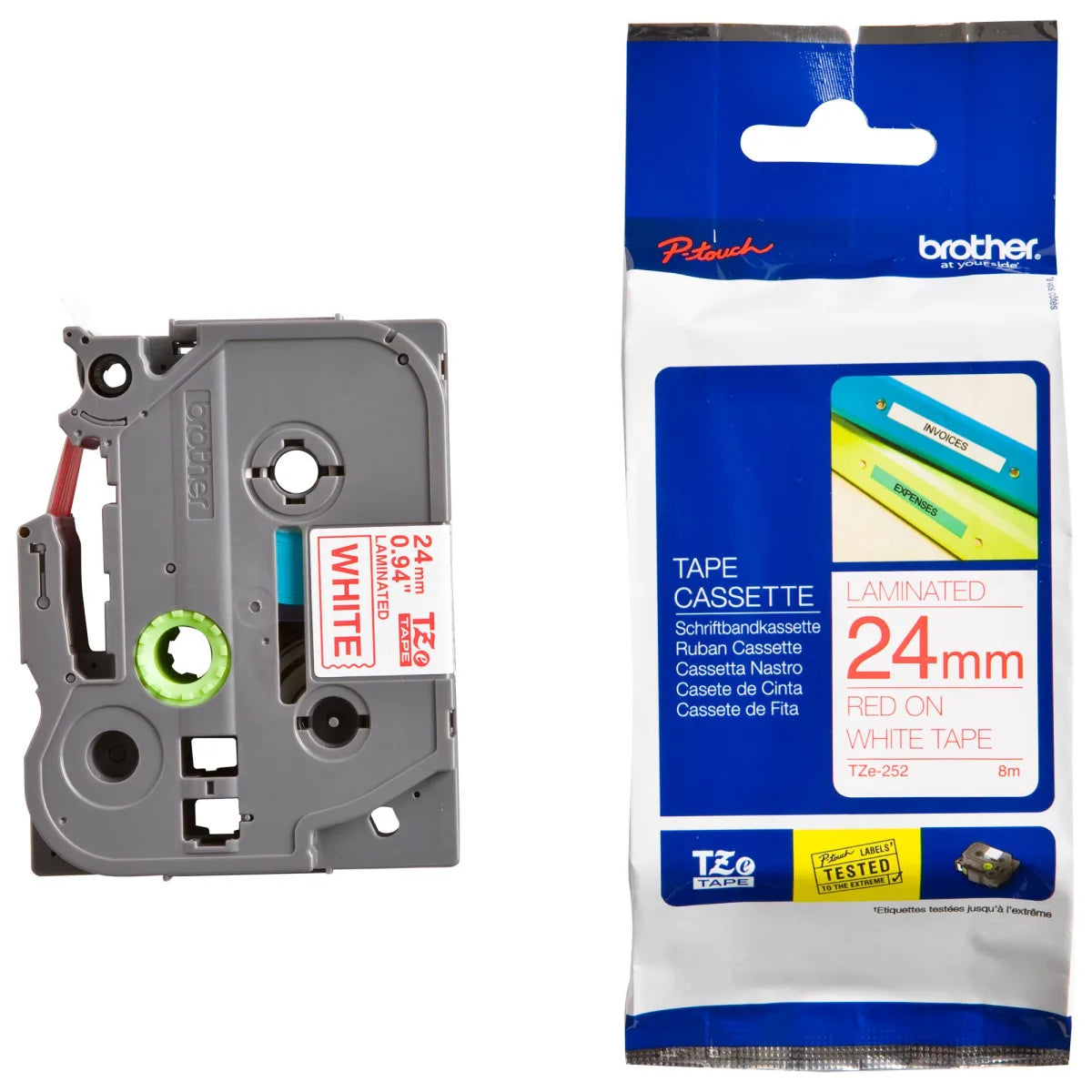 Brother TZE252 Brother Banda laminata TZe-252 24mm 8m rosu pe alb 4977766685467