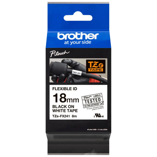 Brother TZEFX241 Brother Banda flexibila TZe-FX241 18mm 8m negru pe alb 4977766692052