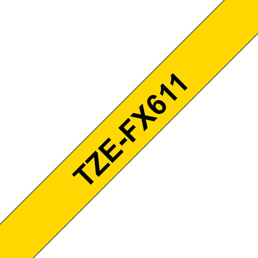 Brother TZEFX611 Brother Banda flexibila TZe-FX611 6mm 8m negru pe galben 4977766692991