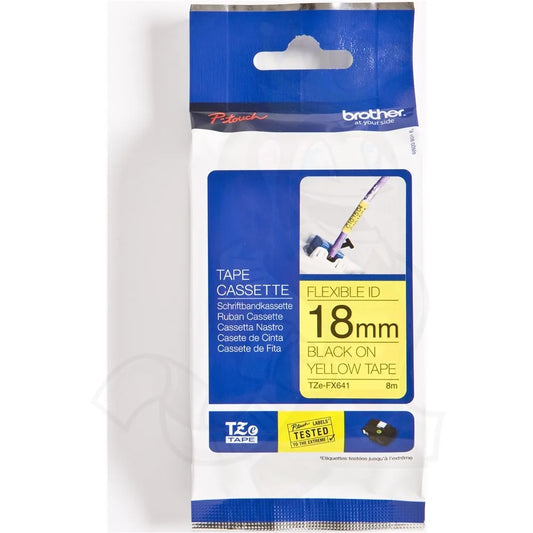 Brother TZEFX641 Brother Banda flexibila TZe-FX641 18mm 8m negru pe galben 4977766692083