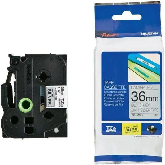 Brother TZEM961 Brother Banda laminata TZe-M961 36mm 8m negru pe argintiu mat 4977766692908