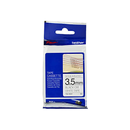 Brother TZEN201 Brother Banda nelaminata TZe-N201 3.5mm 8m negru pe alb 4977766692762