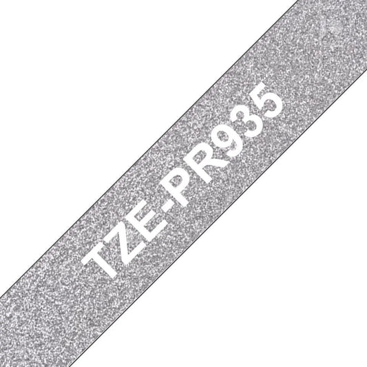 Brother TZEPR935 Brother Banda laminata premium TZe-PR935 12mm 8m alb pe argintiu 4977766783620