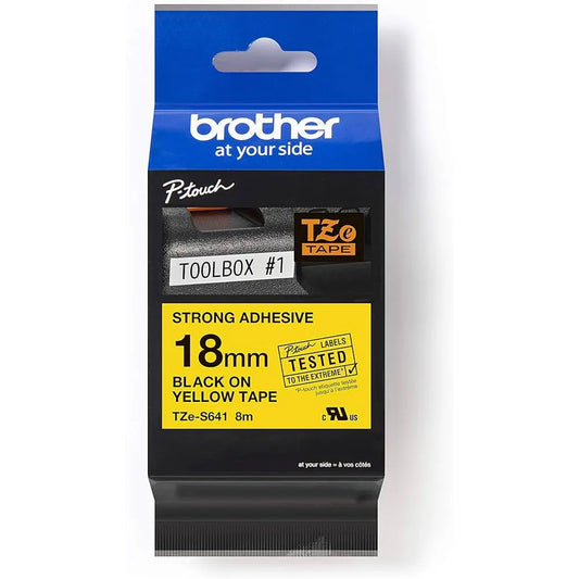 Brother TZES641 Brother Banda puternic adeziva TZe-S641 18mm 8m negru pe galben 4977766692205