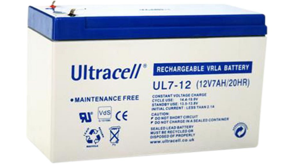 Ultracell UL12V7AH Ultracell Acumulator etans tip gel 12V - 7A, Terminal F1 (T1), dimensiuni 152x65x93.4mm