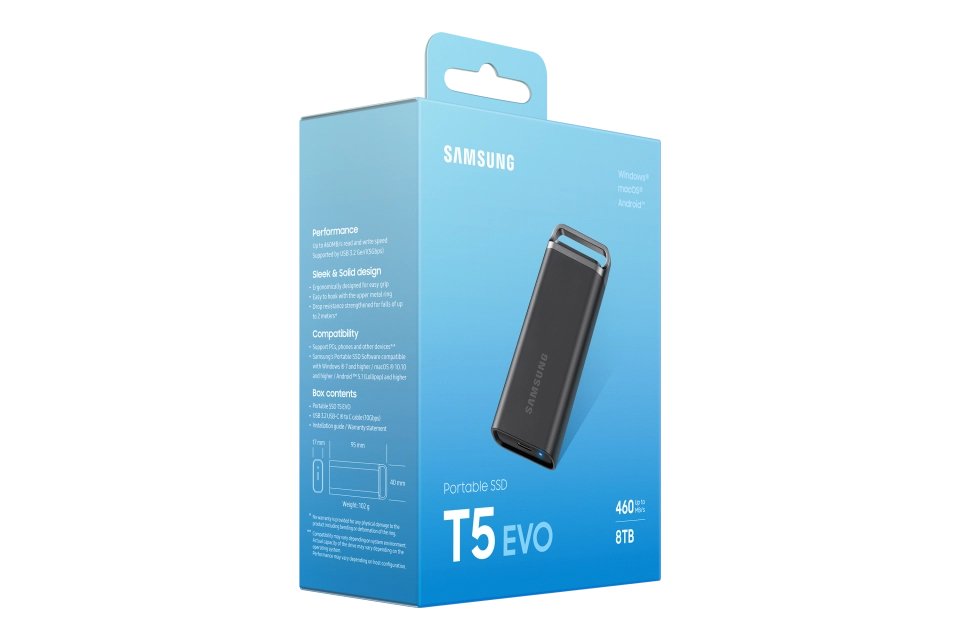 Samsung MU-PH8T0S/EU MU-PH8T0S/EU SSD extern T5 8TB USB 3.2 Gen 2, 8806094905427