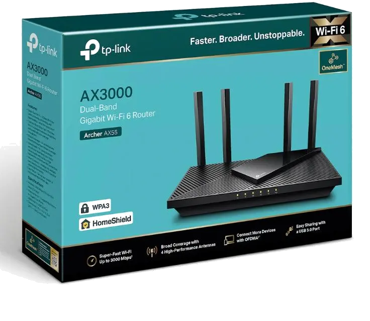 TP-Link ARCHER AX55 Router AX3000 Dual-Band Wi-Fi 6, 4 antene, GB, 4897098683040