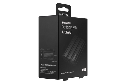 Samsung MU-PE2T0S/EU T7 Shield SSD extern 2TB, USB-C 3.2 Gen 2, Black, 8806092968431