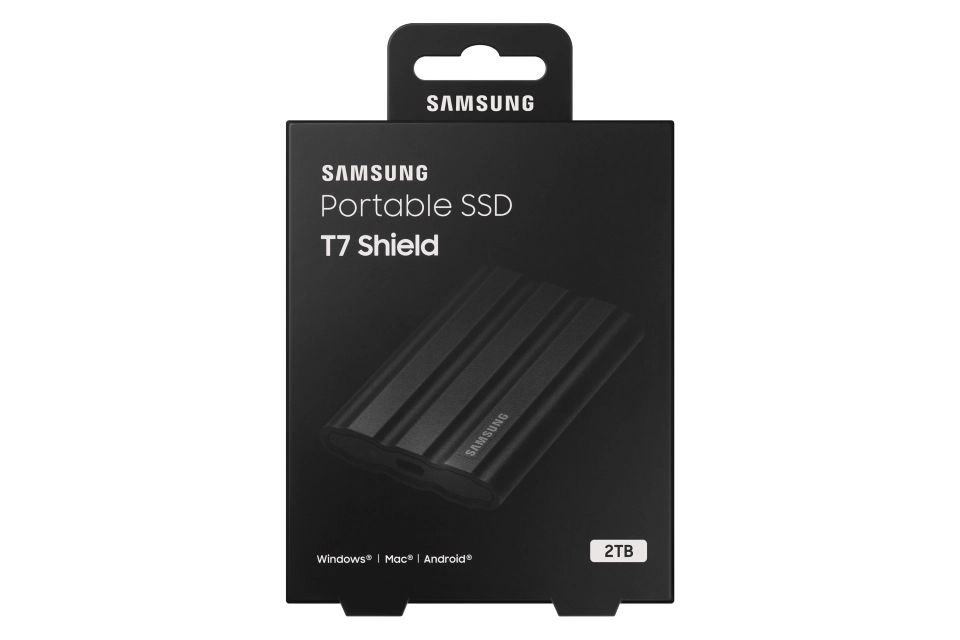 Samsung MU-PE2T0S/EU T7 Shield SSD extern 2TB, USB-C 3.2 Gen 2, Black, 8806092968431