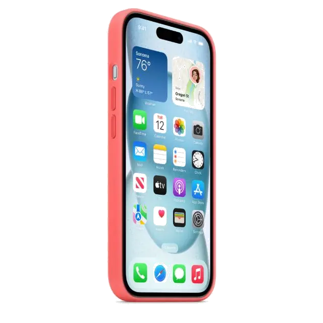 Apple MT0V3ZM/A iPhone 15 Silicone Case w MagSafe Guava, 194253939429