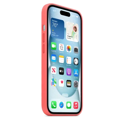 Apple MT0V3ZM/A iPhone 15 Silicone Case w MagSafe Guava, 194253939429