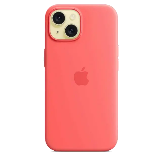 Apple MT0V3ZM/A iPhone 15 Silicone Case w MagSafe Guava, 194253939429