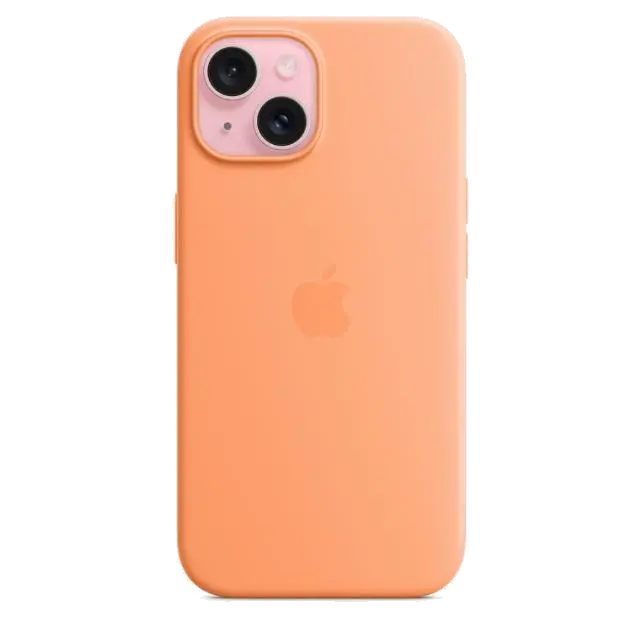 Apple MT0W3ZM/A iPhone 15 Silicone Case w MagSafe Orange Sorbet, 194253939450